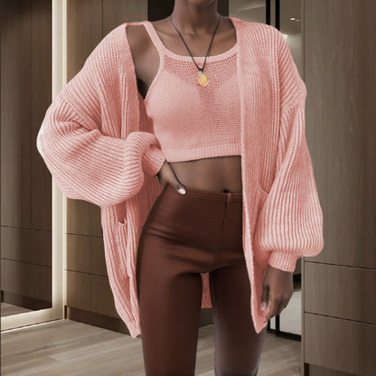 Dames Grande veste en tricot avec des manches volumineuses et des poches pratiques Chic und Stil