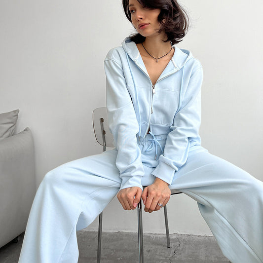 Casual cropped hoodie set for women and relaxing jogger pants Chic und Stil