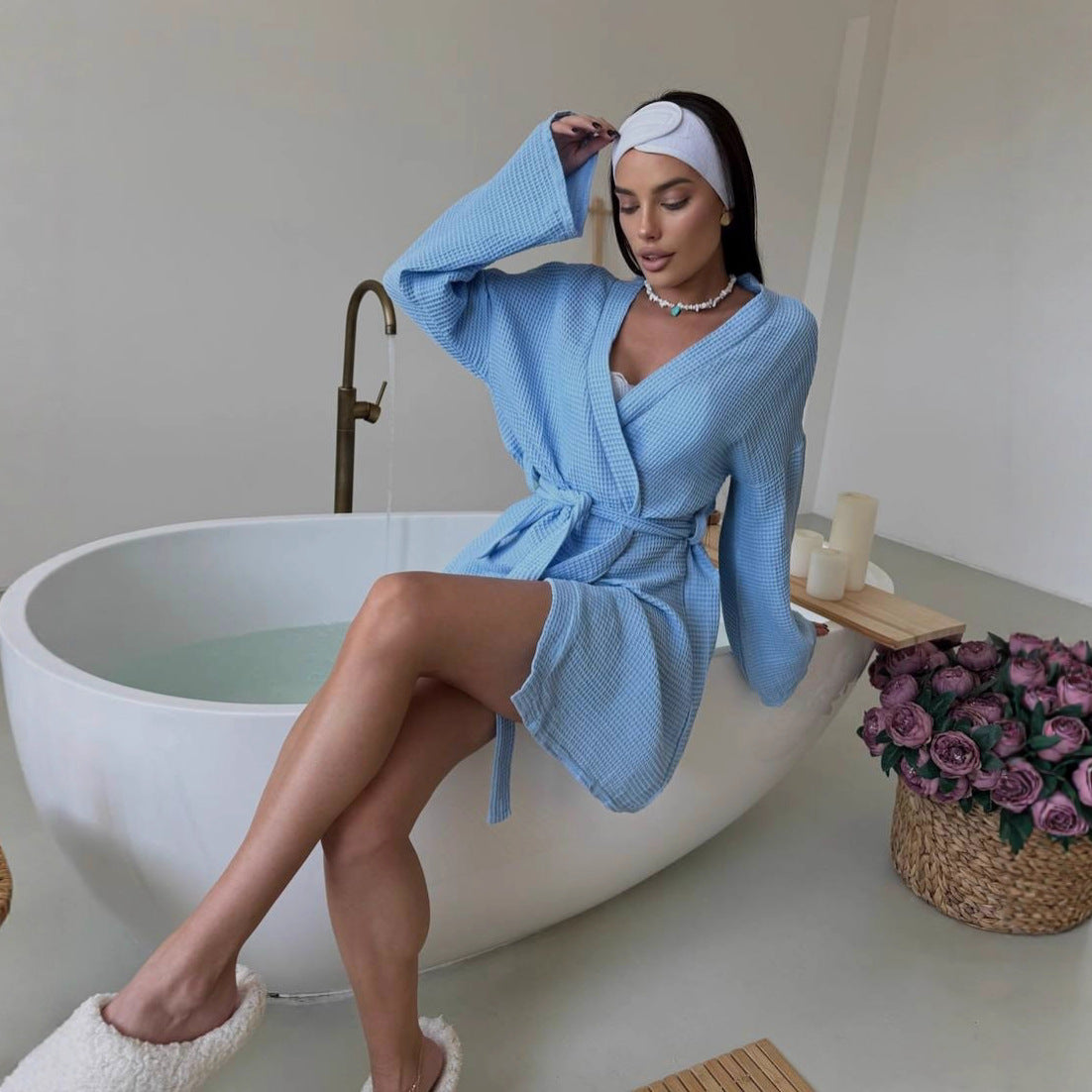 Ladies terry waffle robe Chic und Stil