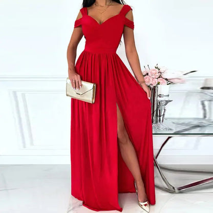 Robe maxi pour femmes avec décolleté charmant et fente asymétrique Chic und Stil