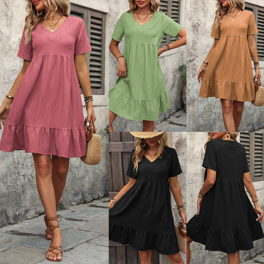 Robe d'été à encolure en V aérienne pour femmes avec ourlet à volants Chic und Stil
