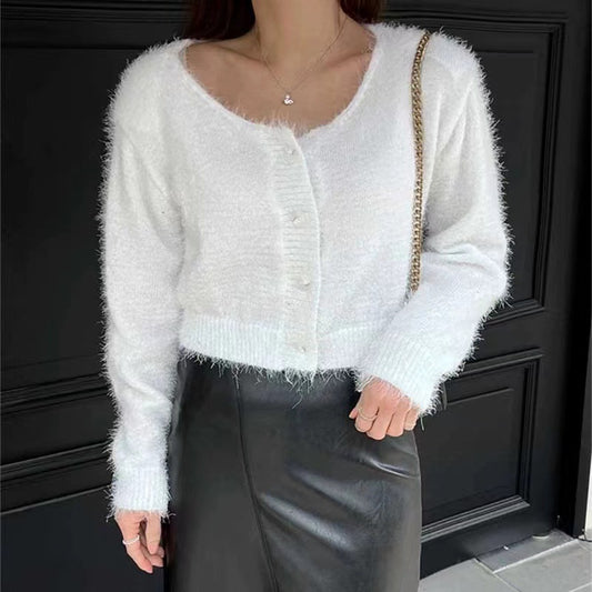 Cardigan court douillet pour femmes en matériau léger Chic und Stil