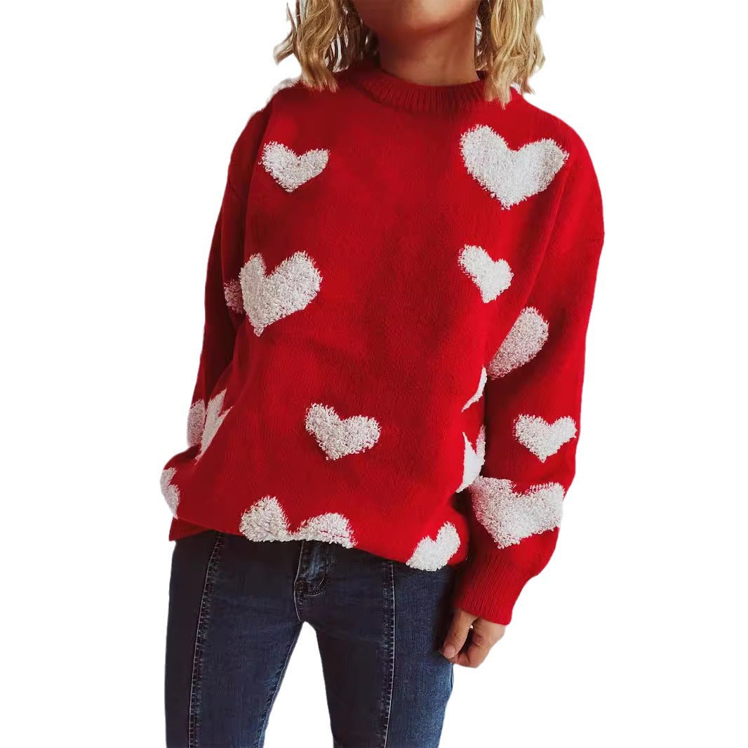 Pull femme avec motif en cœur et applications moelleuses Chic und Stil