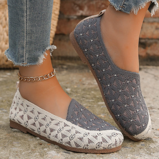 Chaussures Dames Slip-On Respirantes avec Design Tricoté à la Mode Chic und Stil