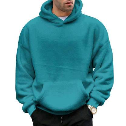 Oversized fleece pullover for men with practical pockets and hood Chic and Style