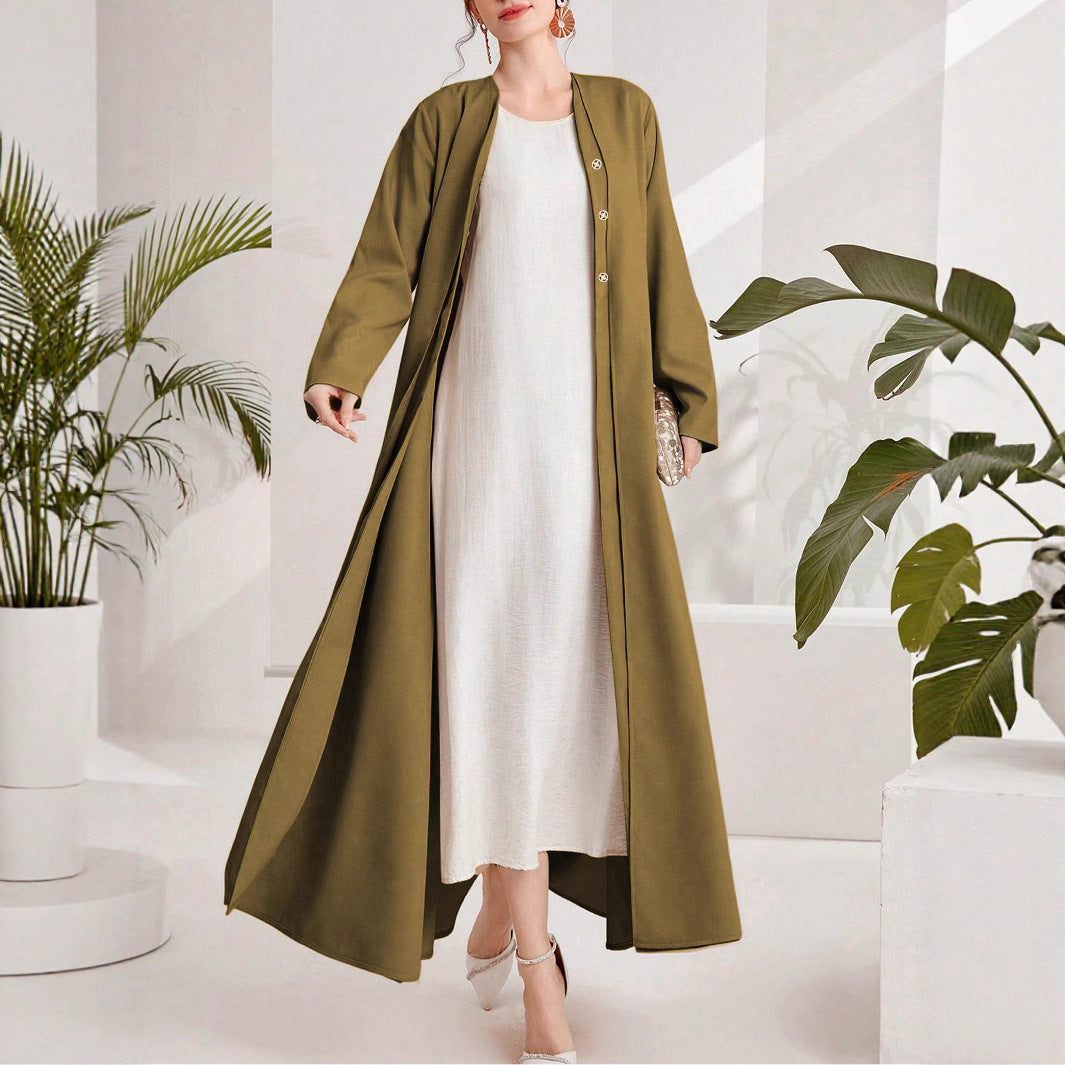 Robe kaftan élégante pour femmes avec patte de boutonnière continue Chic und Stil