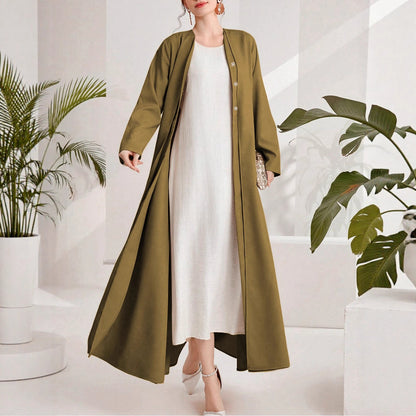 Robe kaftan élégante pour femmes avec patte de boutonnière continue Chic und Stil