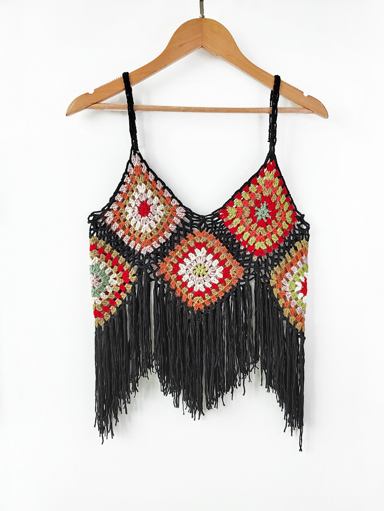 Top crop à franges au crochet pour femmes Chic und Stil