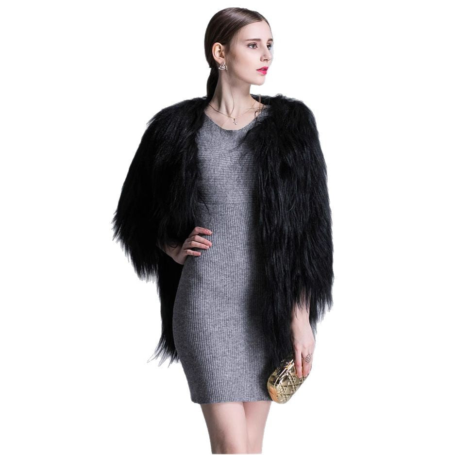 Dames Élégant Cape en Fausse Fourrure avec Coupe Ample Chic und Stil