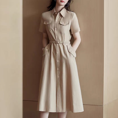 Robe chemise utilitaire à manches courtes pour femmes Chic und Stil