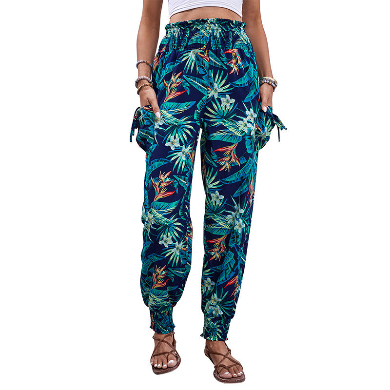 Women Tropical Cargo Pants Chic and Style