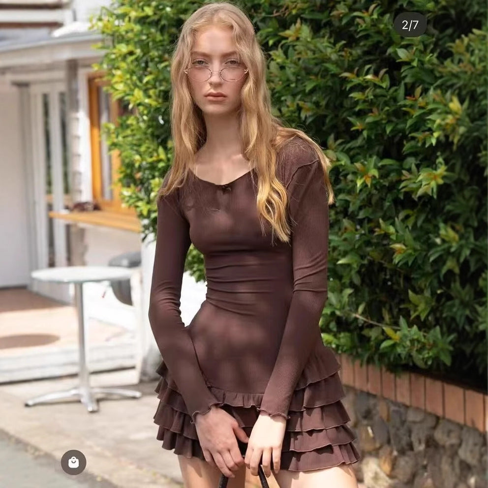Robe de ballet pour dames avec ourlet en volants et manches longues Chic und Stil