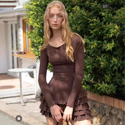 Robe de ballet pour dames avec ourlet en volants et manches longues Chic und Stil