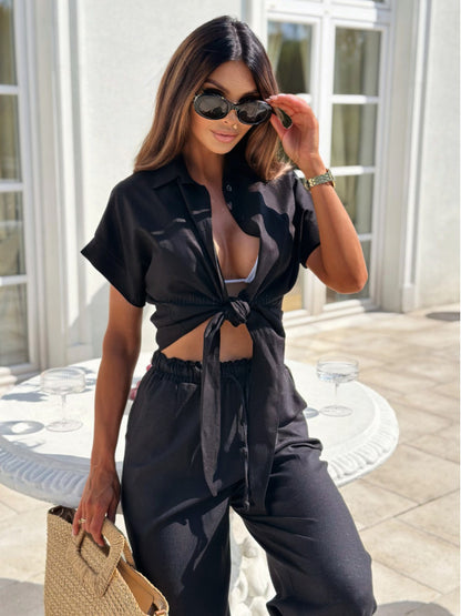 Dames Casual Bindefront Lounge Set Chic und Stil