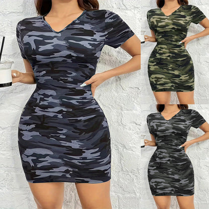 Robe Bodycon Camouflage pour Femmes Chic und Stil