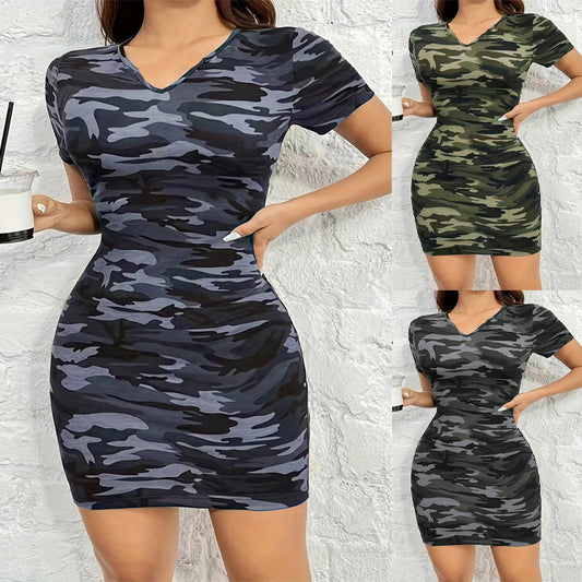 Robe Bodycon Camouflage pour Femmes Chic und Stil
