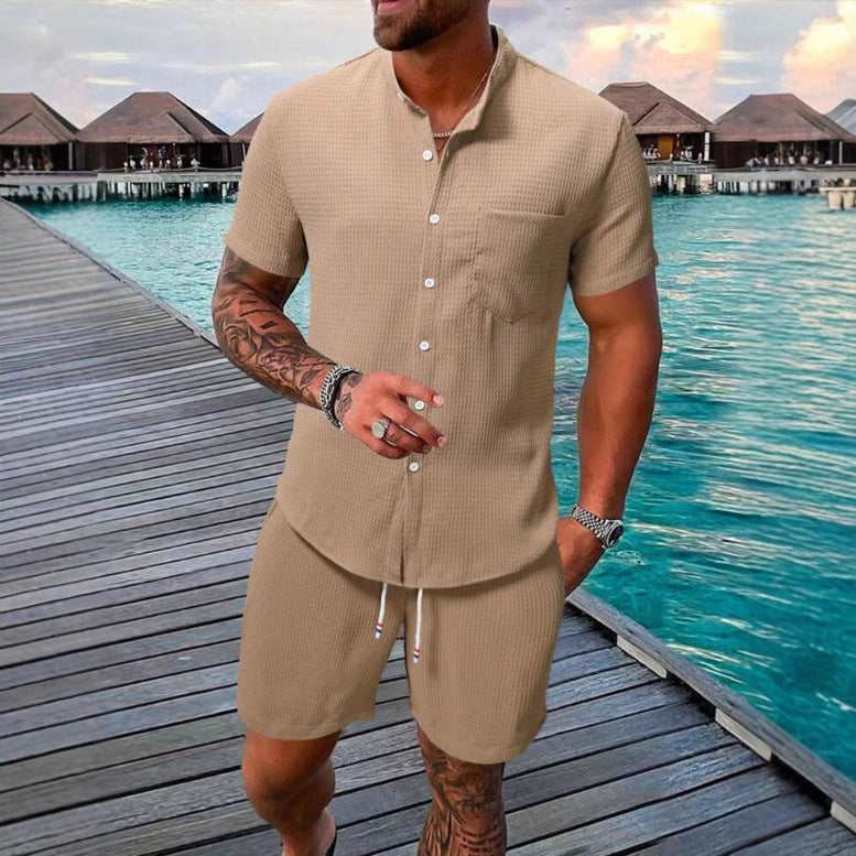 Chemises décontractées à manches courtes pour hommes avec shorts assortis Chic und Stil
