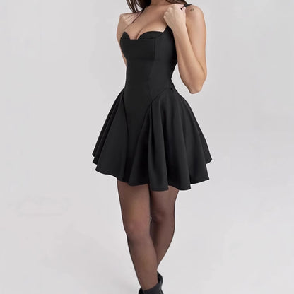 Dames Élégante Robe Minijupes en Coupe A-Line avec Décolleté en Forme de Cœur Chic und Stil
