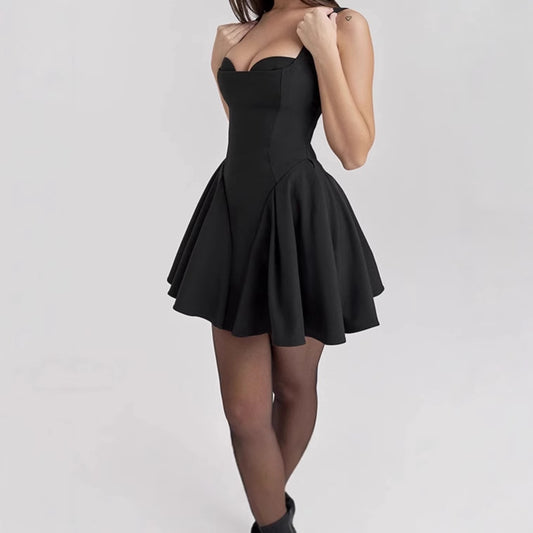 Dames Élégante Robe Minijupes en Coupe A-Line avec Décolleté en Forme de Cœur Chic und Stil