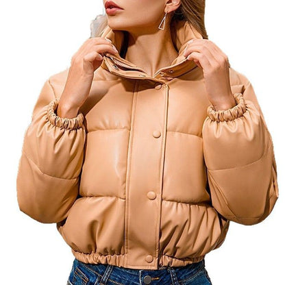 Dames doudoune d'hiver matelassée à coupe courte et poignets pratiques Chic und Stil