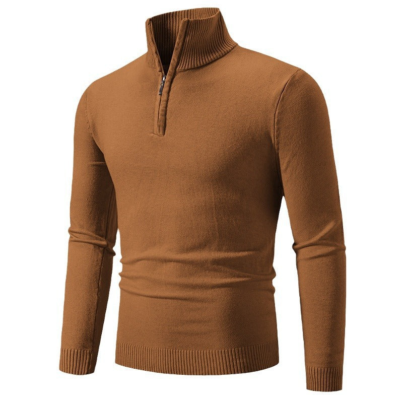Pull en col roulé pour hommes avec zip court et texture fine Chic und Stil
