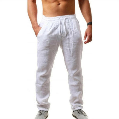 Casual linen pants for men with elastic waistband and adjustable drawstring Chic and Style