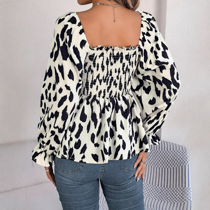 Blouse en dentelle pour femmes avec manches de type évêque et haut froncé Chic und Stil