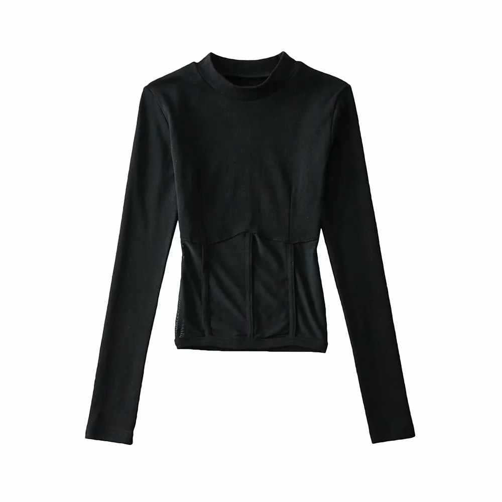 Dames haut à manches longues à coupe ajustée et col haut Chic und Stil