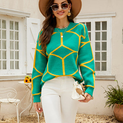 Pull en tricot à motifs pour femmes avec un design graphique moderne Chic und Stil