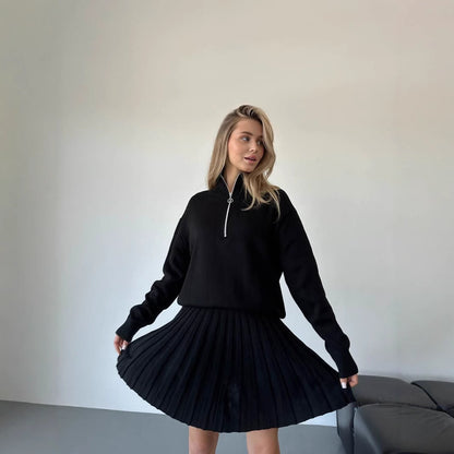 Pull court en maille à fermeture éclair pour femmes Chic und Stil