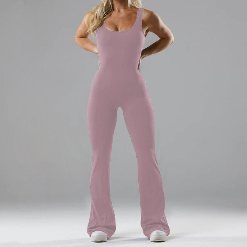 Women's Flared Sport Jumpsuit with Soft Material - Chic and Stylish