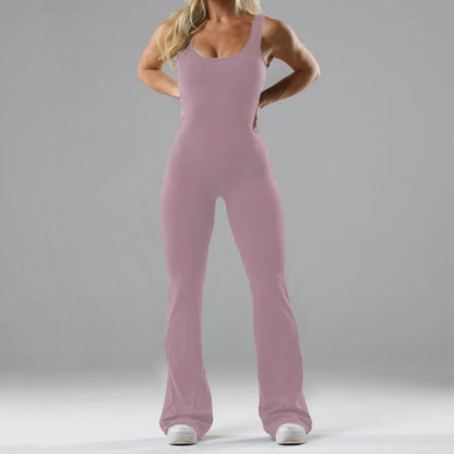 Women's Flared Sport Jumpsuit with Soft Material - Chic and Stylish