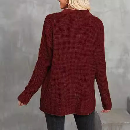 Pull en pâté de waffle à boutons pour femmes Chic und Stil