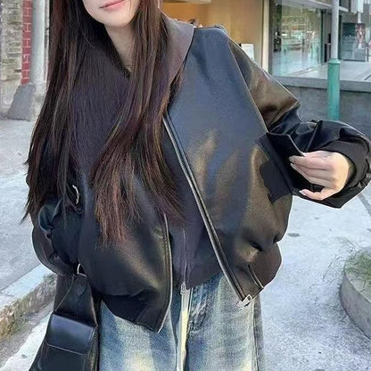 Veste en cuir stylée pour femme dans une coupe urbaine surdimensionnée Chic & Stil