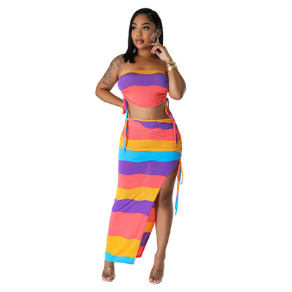 Women's Two Piece Maxi Dress Set Colorful Chic and Stylish