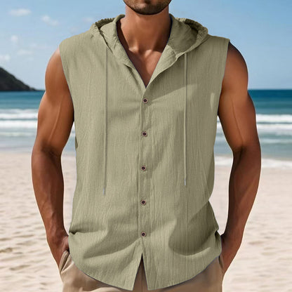 Chemise sans manches pour hommes avec capuche et fermeture à boutons Chic und Stil