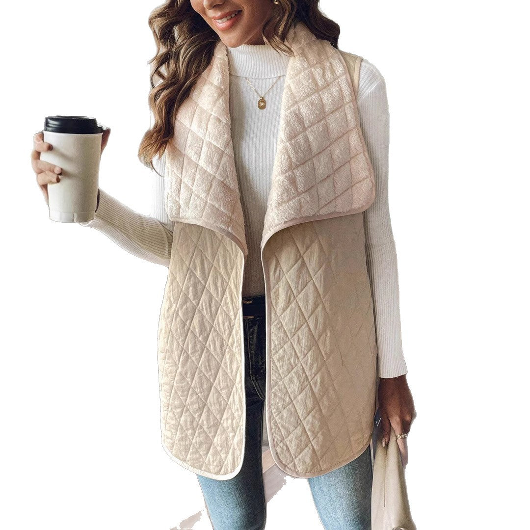 Dames Élégante gilet matelassé avec col large et poches pratiques Chic und Stil