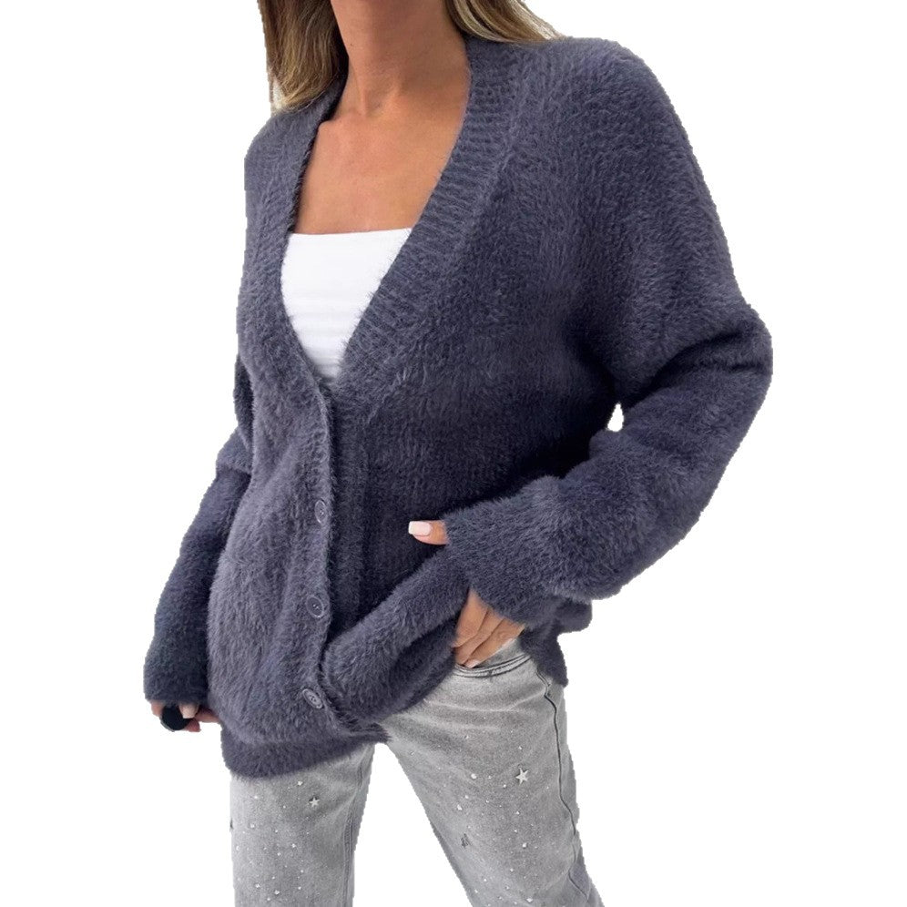 Dames Cardigan en molleton à boutons avec coupe décontractée Chic und Stil