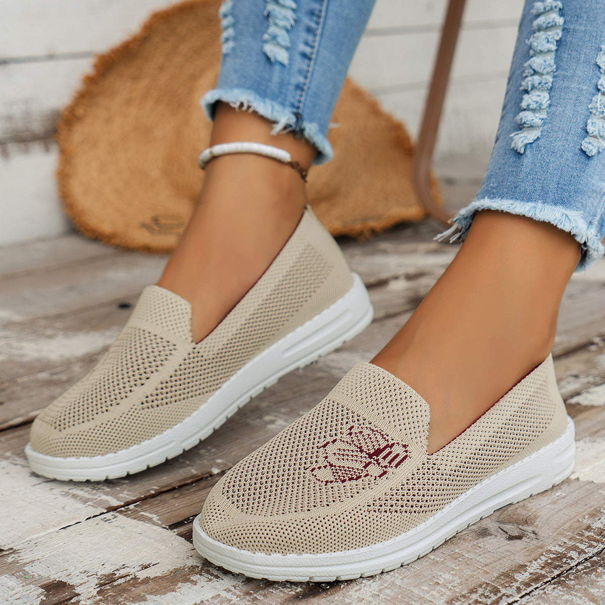 Dames Chaussures de loisirs Slip-On respirantes avec tige en mesh flexible Chic und Stil