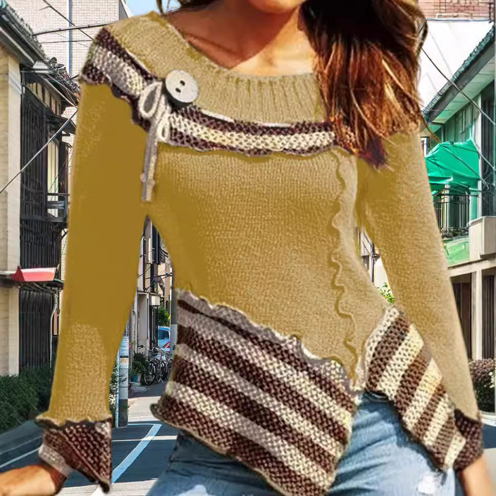 Pull-over en tricot pour femmes avec design artistique et détails élégants Chic und Stil