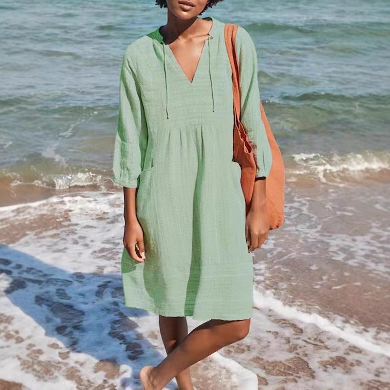 Robe d'été décontractée pour femmes avec capuche et poches Chic und Stil