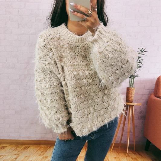 Pull-over oversized décontracté pour femmes en matériau texturé avec design unique Chic und Stil