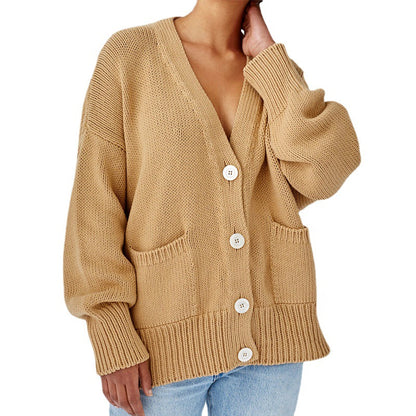 Dames Gros Tricot Cardigan Chic und Stil