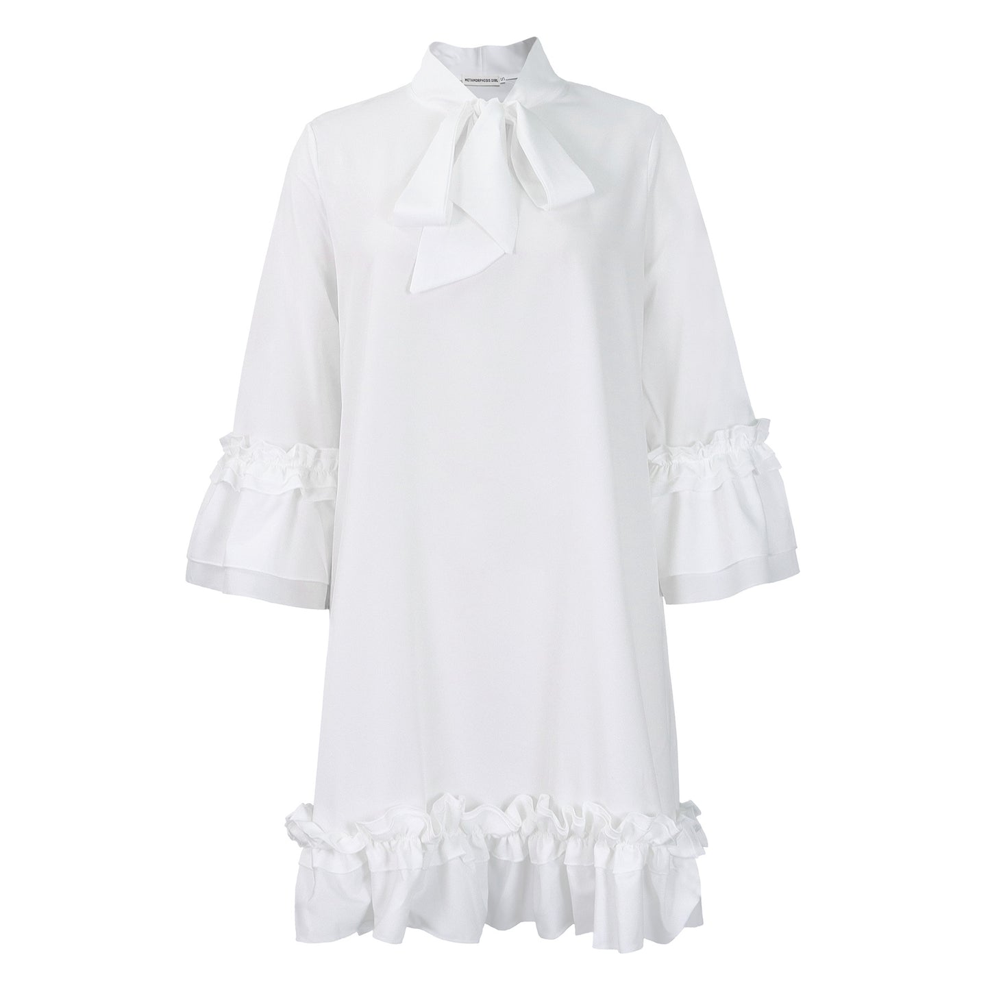 Robe chemise féminine à accent nœud et manches volantées Chic und Stil