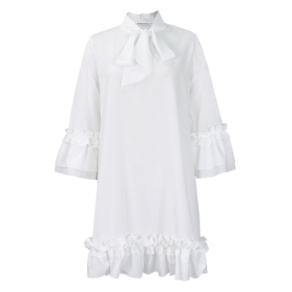 Robe chemise féminine à accent nœud et manches volantées Chic und Stil