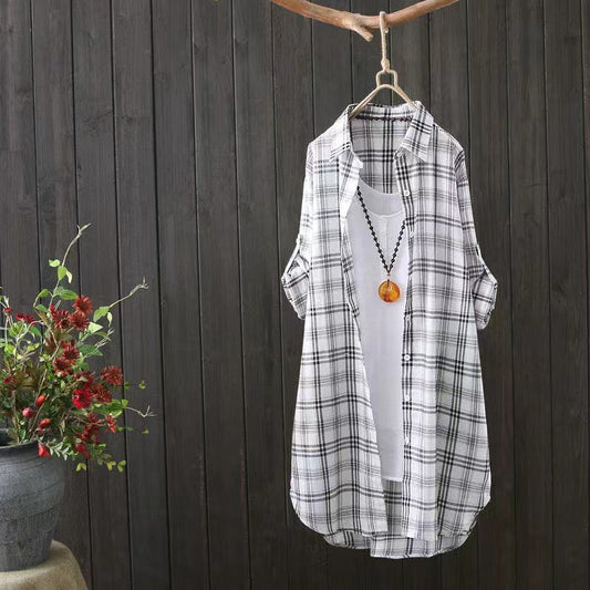 Chemisier Overlay à motifs carreaux légers pour femmes Chic und Stil