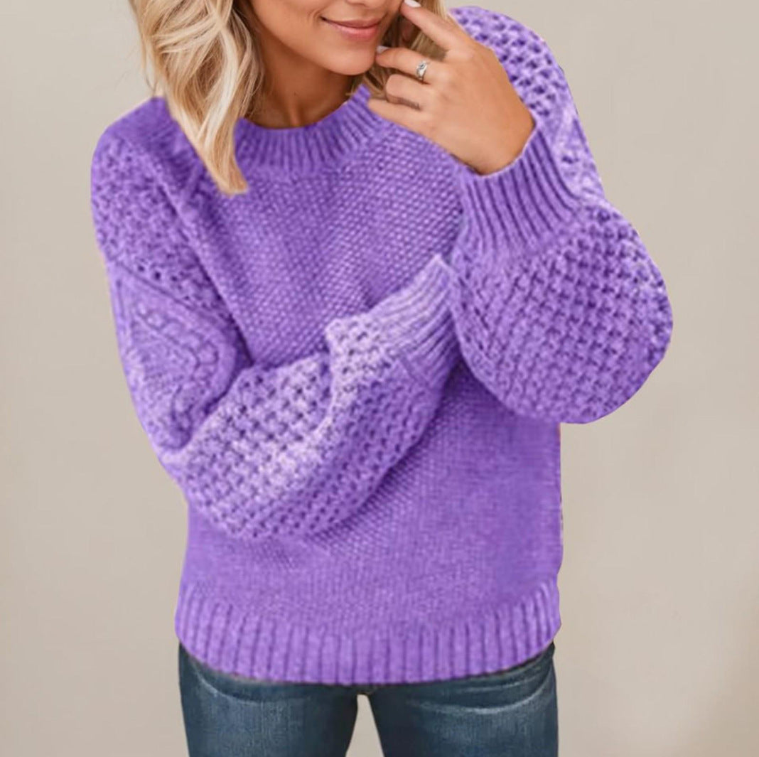 Pull en tricot épais pour femmes avec des manches volumineuses et une texture unique Chic und Stil