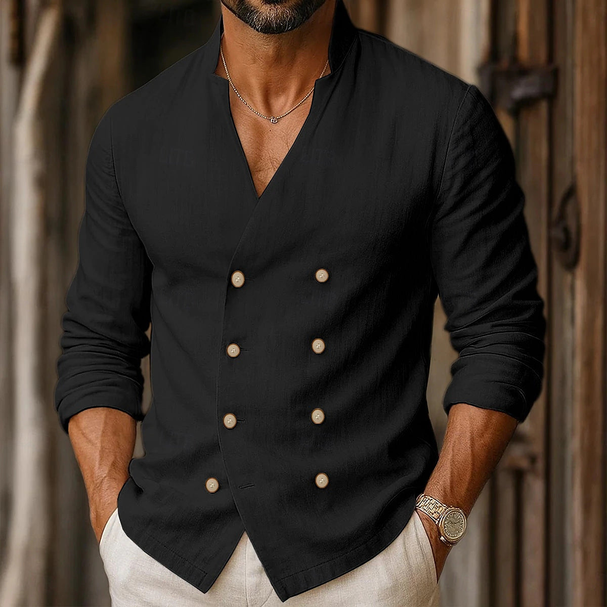 Chemise mode pour hommes avec double rangée de boutons Chic und Stil