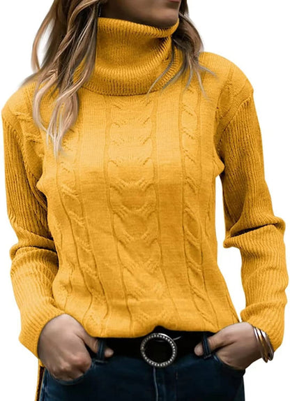 Pull en tricot pour femmes avec col montant et motif en relief à tresses Chic und Stil
