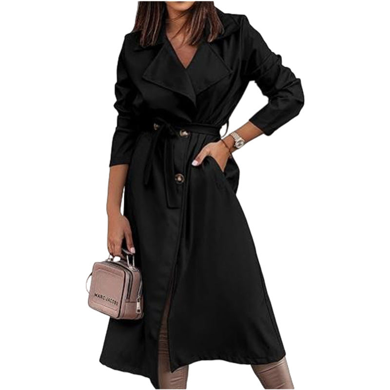 Dames élégant trench-coat avec ceinture et silhouette féminine Heidi-Modèle